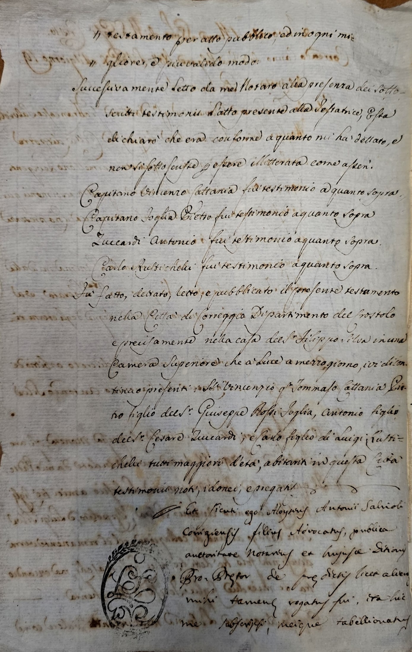 1807 Italian Handwritten Will – Napoleonic Kingdom of Italy, Correggio — additional image 2