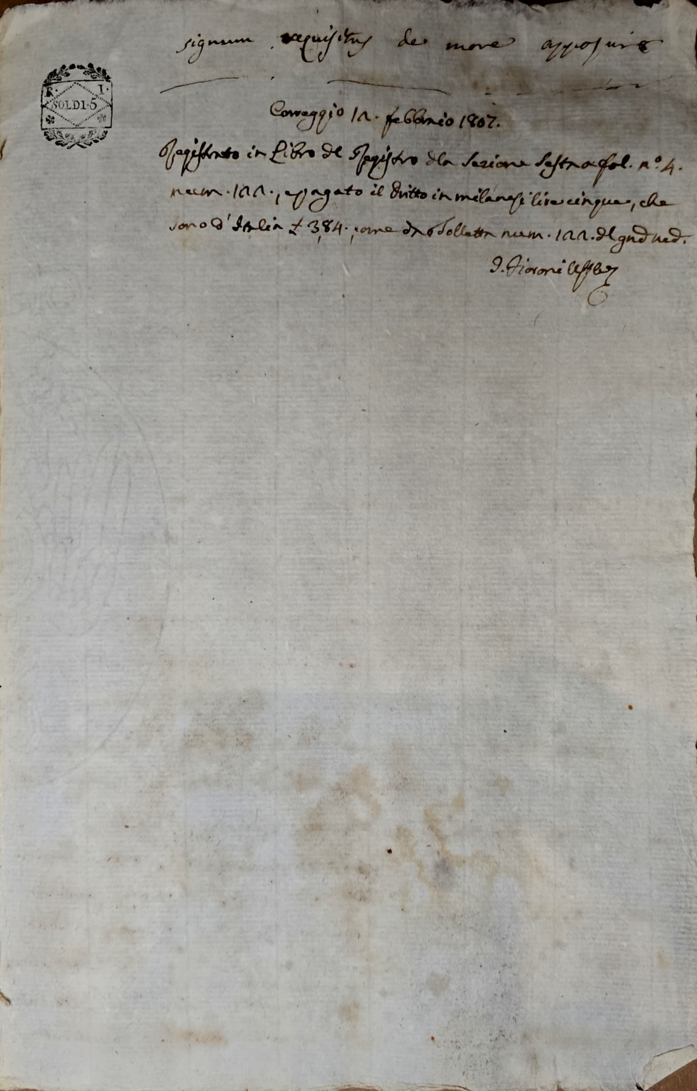 1807 Italian Handwritten Will – Napoleonic Kingdom of Italy, Correggio — additional image 3