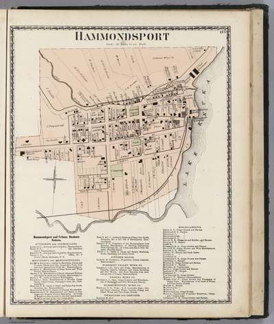 1873 Map of: Hammondsport - Steuben Co. NY