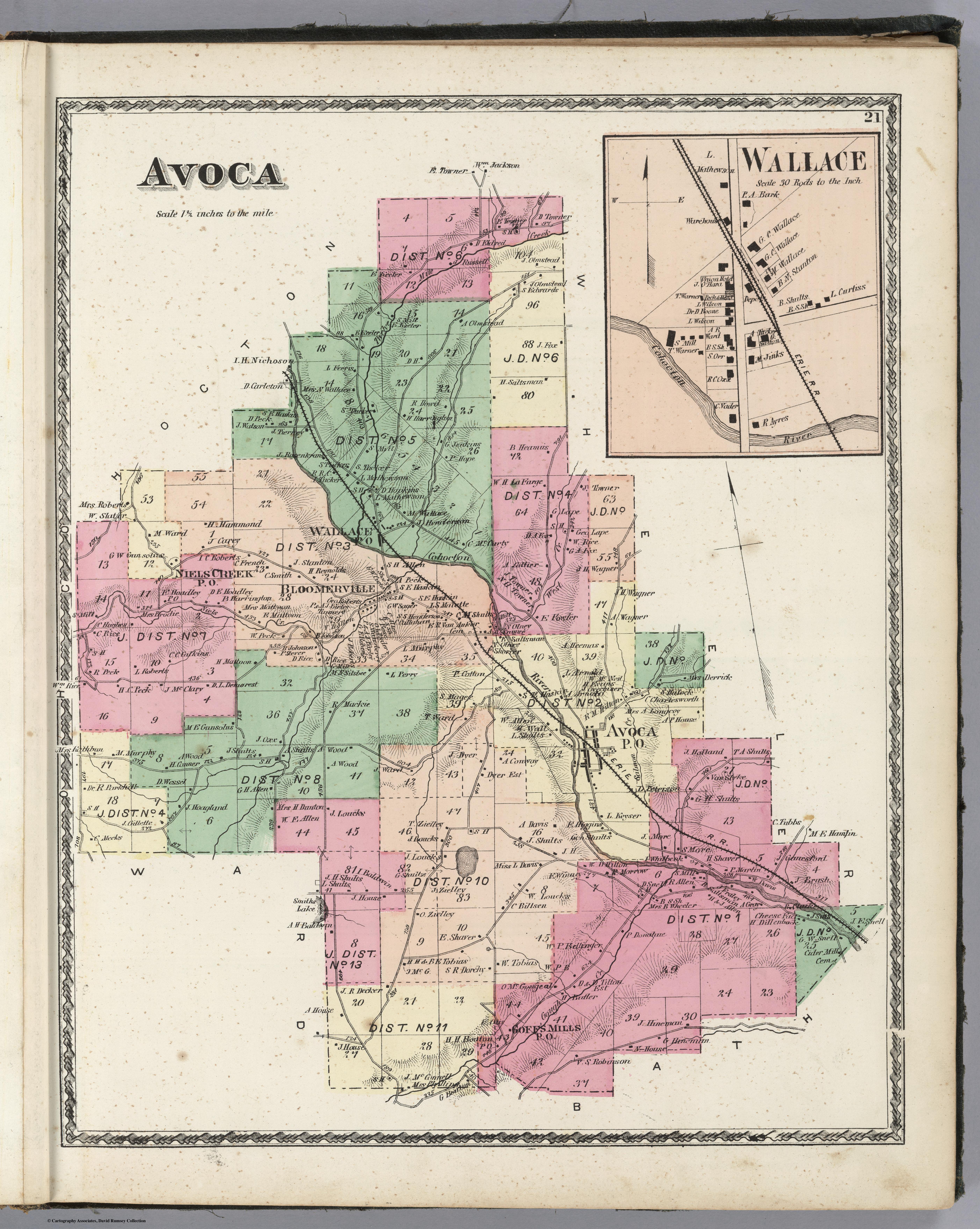 1873 Map of: Avoca - Steuben Co. NY